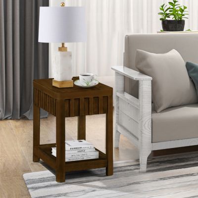 Farmhouse End Table with Storage & Solid Legs
