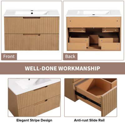 Streamdale 30" Wall-Mounted Vanity with Ceramic Sink and Drawers