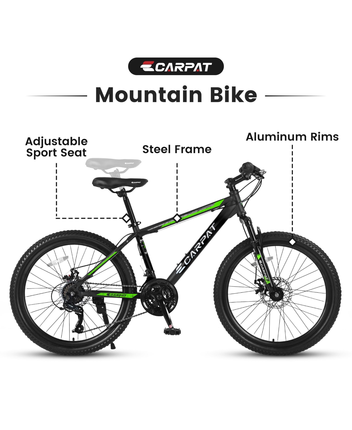 Streamdale Furniture 26 Inch Mountain Bike, Shimano 21 Speeds with Mechanical Disc Brakes, High-Carbon Steel Frame, Suspension Mtb Bikes Mountain Bicy