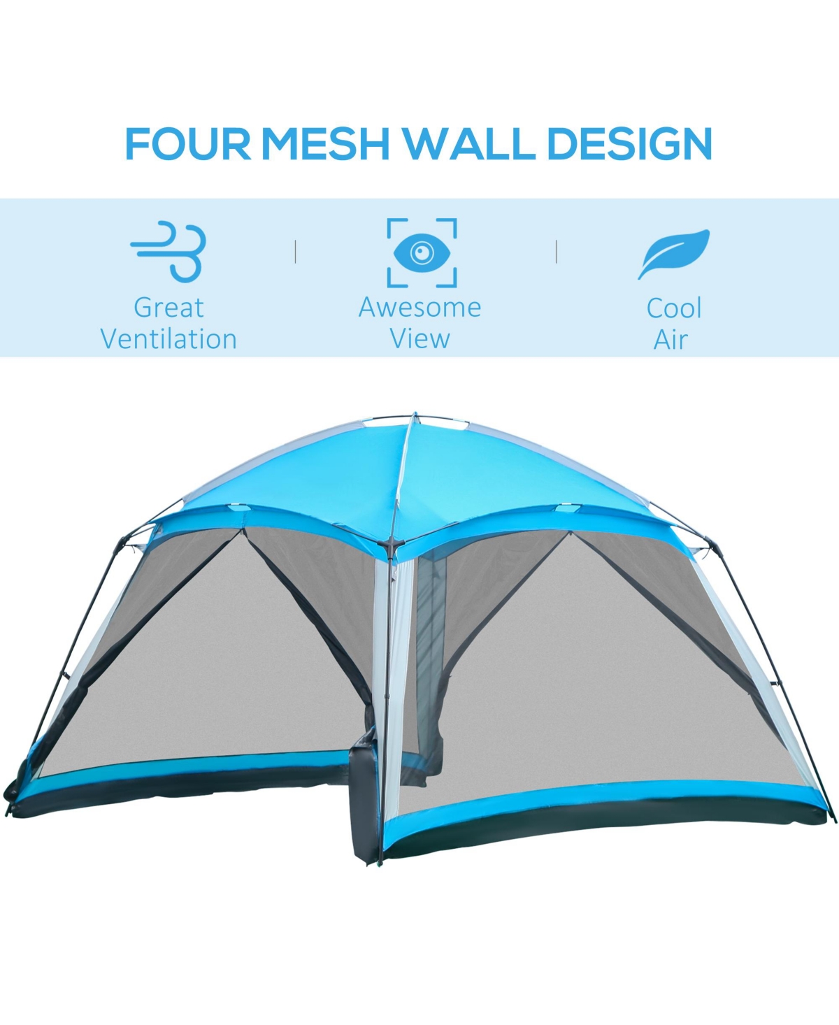 Streamdale Furniture 12' x 12' Screen House Room, 8 Person Camping Tent w/ Carry Bag and 4 Mesh Walls for Hiking, Backpacking, and Traveling, Easy Set