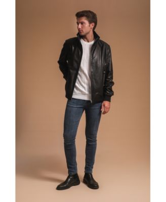 Men's Leather Jacket, Black, Created for Macy's