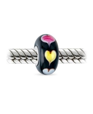 Murano Glass Charm Bead Heart Love Pink Red White for European Bracelet