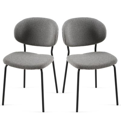 Grey Boucle Dining Chairs (Set of 2)