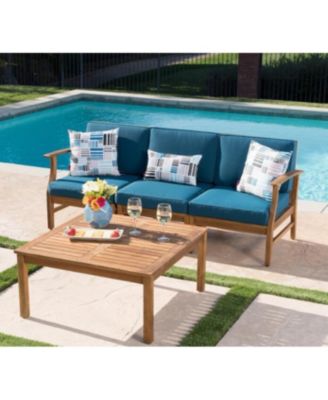 Streamdale Perla 3 Seater Sofa And Table Set, Blue