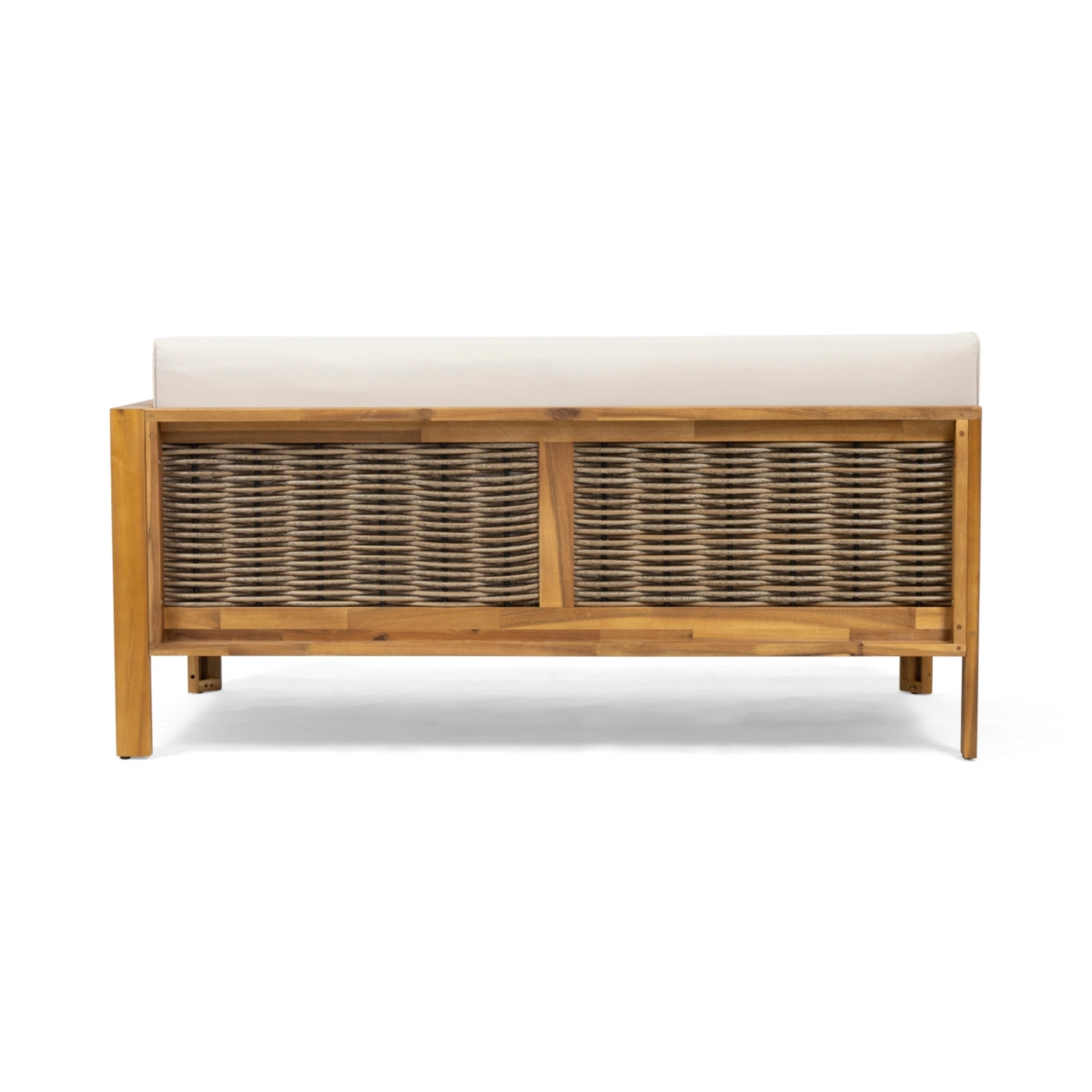 Streamdale Furniture Linwood 3-Piece Wood And Pe Rattan Coversation Sectional Seating Set,- Beige