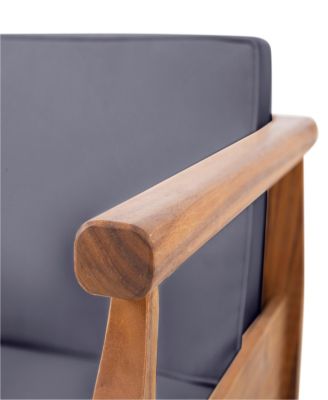 Aston Acacia Wood Outdoor Club Chairs With Cushions - Teak + Dark Gray