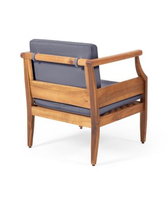 Aston Acacia Wood Outdoor Club Chairs With Cushions - Teak + Dark Gray