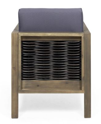 Acacia Wood Club Chair With Wicker Accents And Water-Resistant Cushions