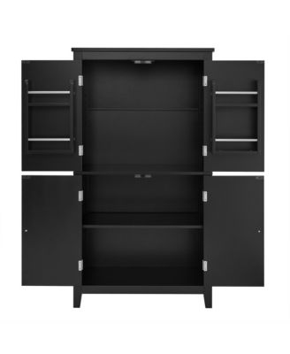 Freestanding 4-Door Bathroom Storage Cabinet