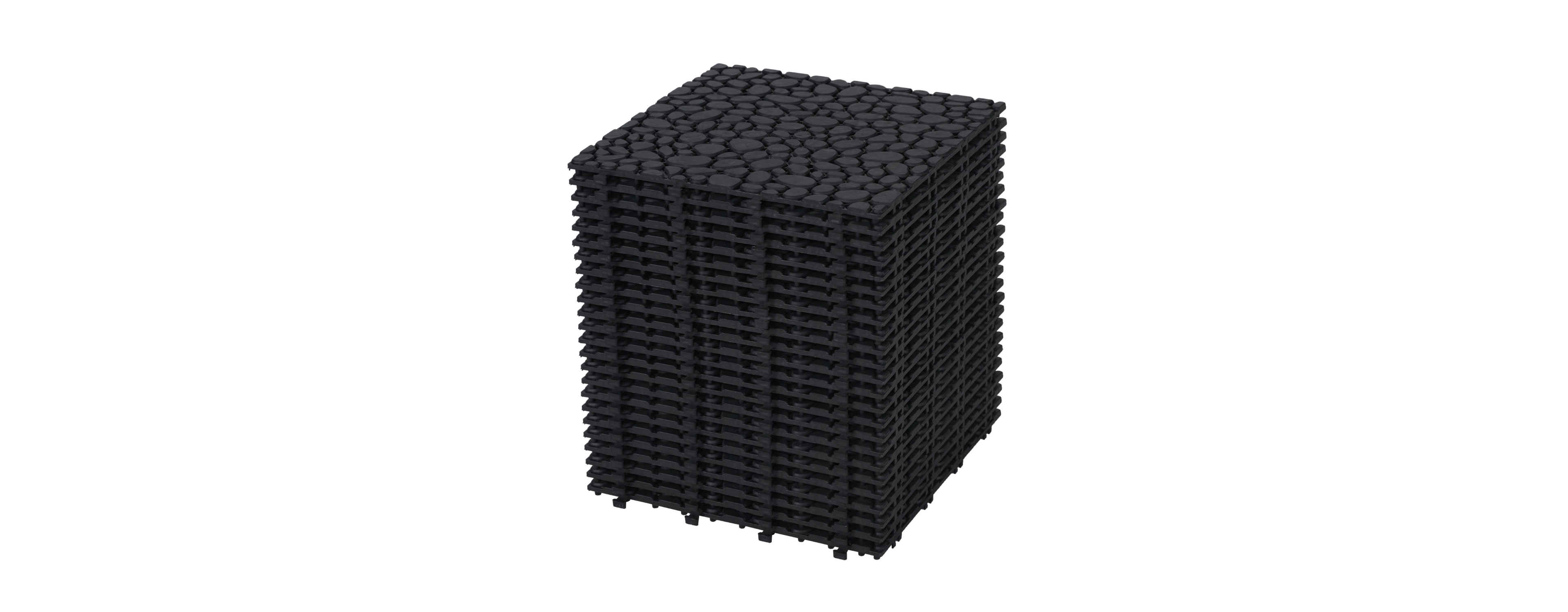 12 x 12 Inch Black Interlocking Deck Tiles Plastic Waterproof Outdoor All Weather Anti-slip Bathroom Shower Balcony Porch Strong Weight Capacity Upto