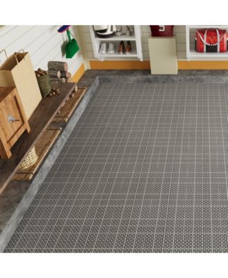 12 x 12 Inch Gray Interlocking Deck Tiles Plastic Waterproof Outdoor All Weather Anti-slip Bathroom Shower Balcony Porch Strong Weight Capacity Upto 6613 LBS, Rosette Pattern Pack of 60