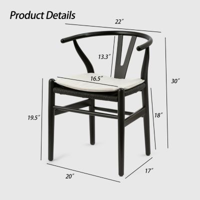 Wishbone Chairs for Dining Room, Soild Wood Weave Dining Chair, Armchair, Fully Assembled, Set of 2