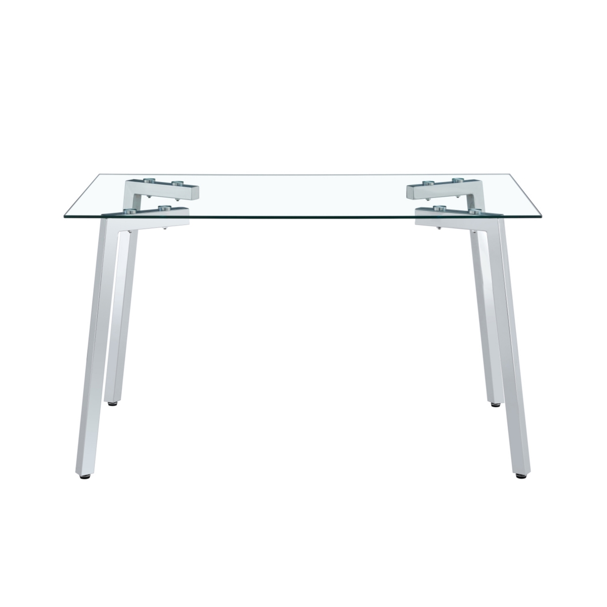 Streamdale Furniture Sleek Glass Dining Table for 4 with Durable Metal and Wood Legs - Silver+clear