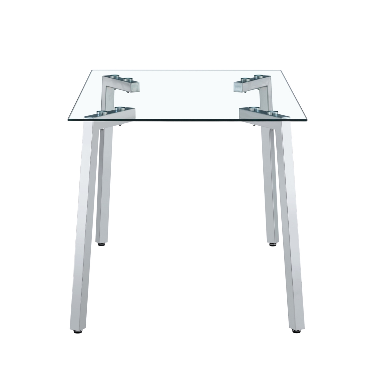Streamdale Furniture Sleek Glass Dining Table for 4 with Durable Metal and Wood Legs - Silver+clear