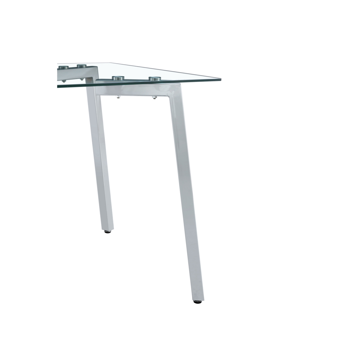 Streamdale Furniture Sleek Glass Dining Table for 4 with Durable Metal and Wood Legs - Silver+clear