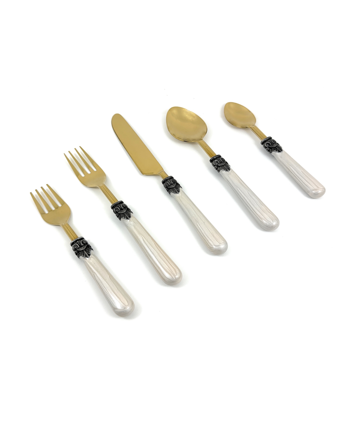 Vibhsa Victorian 20-pc. Flatware Set, Serving For 4 In Golden And White Finish