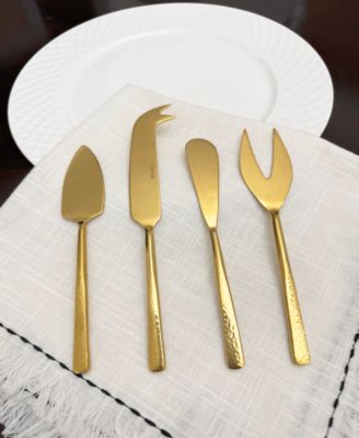 Half Hammered 4-Pc. Cheese Knives Set, Serving for 4