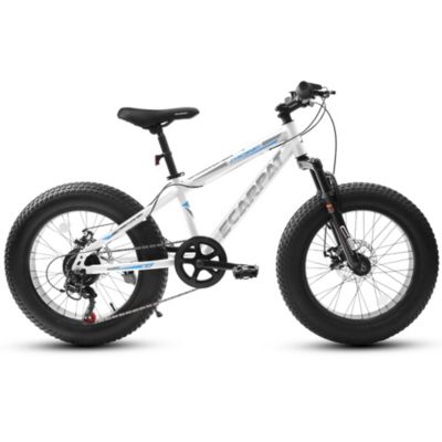 20 inch Fat Tire Bike Adult/Teen Full Shimano 7 Speed Mountain Bike, Dual Disc Brakes, High Carbon Steel Frame, Front Suspension, Mountain Dirt Bike, City Commuter City Bike, Fat Tire Bike