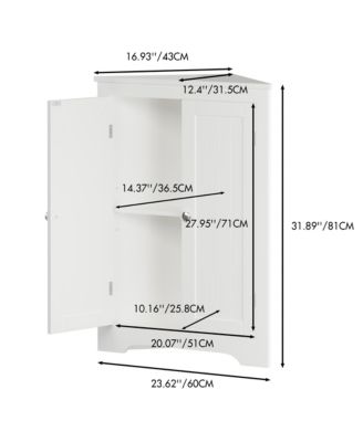 wood Corner Storage Cabinet with Adjustable Shelves