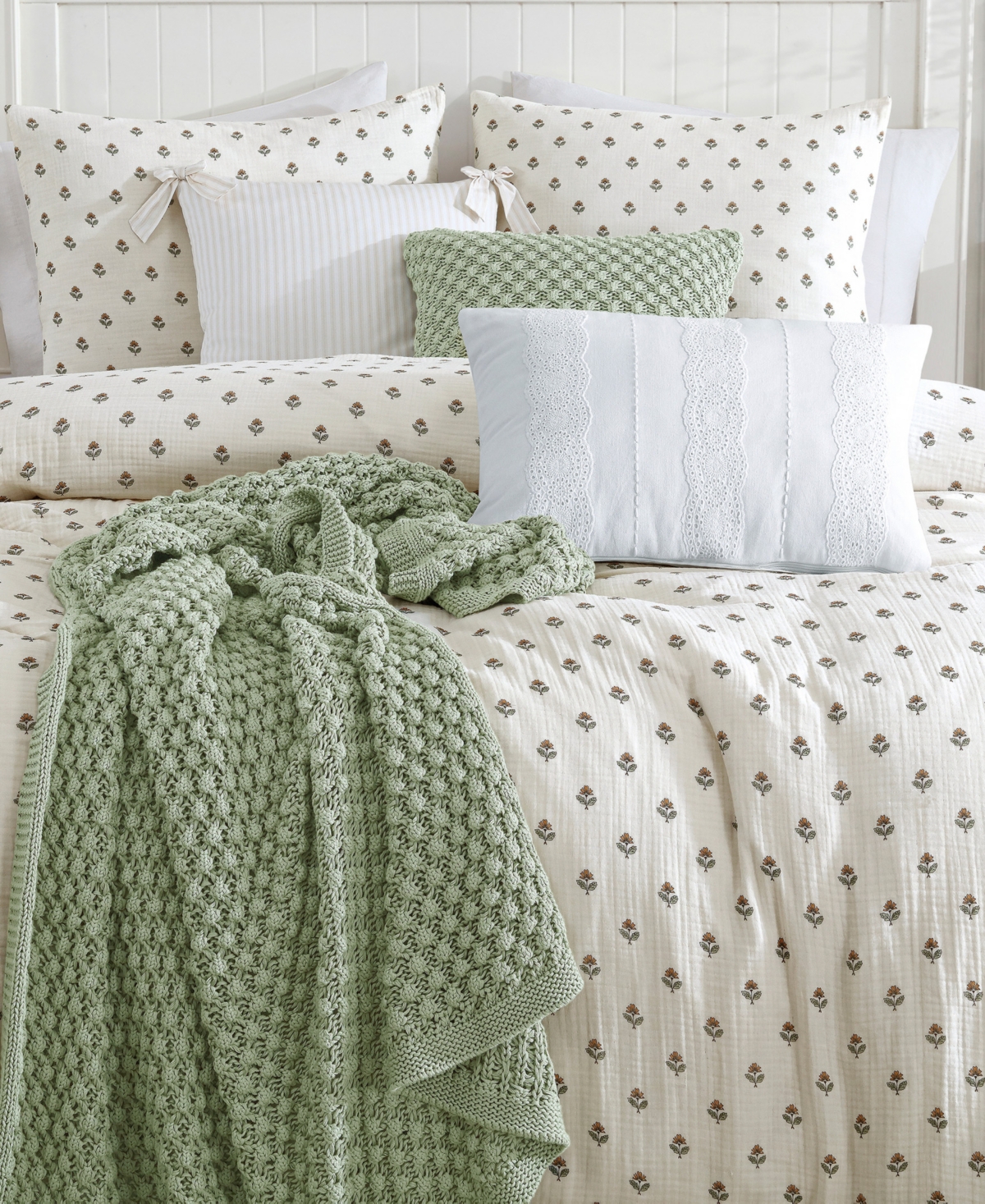 Peri Home Block Print Gauze 3-Pc. Comforter Set, King