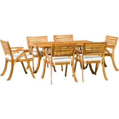 Streamdale Hermosa 7 Piece Wood Dining Set With Cushions