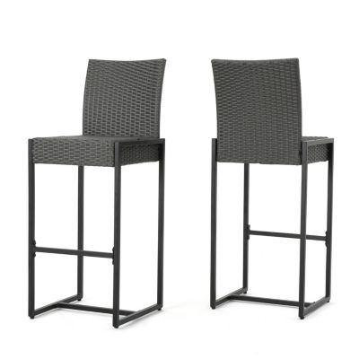 Elegant Outdoor Wicker Barstools With Durable Iron Frame