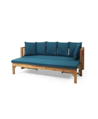Rustic Acacia Wood Expandable Daybed With Water-Resistant Cushions