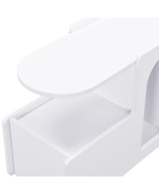 Streamdale White Mobile Side Table with Drawer and Shelves