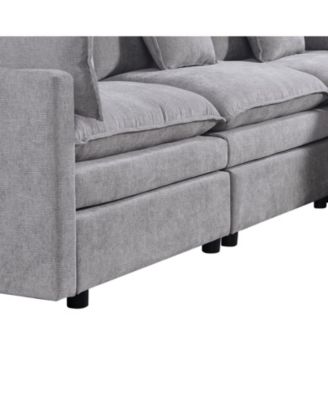 Streamdale Modern Chenille L-Shape Sectional Sofa with Chaise & Ottomans