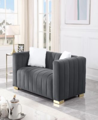 Grey Modern Chesterfield Loveseat