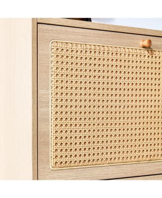 Streamdale Minimalist Storage Cabinet, Rattan Accent