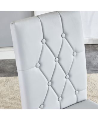 Table and chair set, modern dining table, tempered glass tabletop and silver-colored leg table, soft and comfortable dining chair, perfect for dinner, meetings, home and office decor