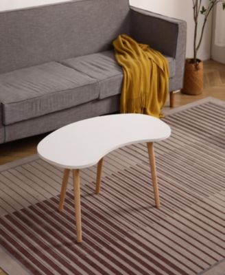 Nut Shape Coffee Table with Solid Wood Legs, 35x21 Inches
