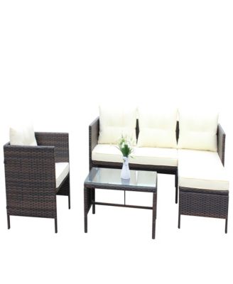 Streamdale 4-Piece Wicker Patio Conversation Set with Cushions