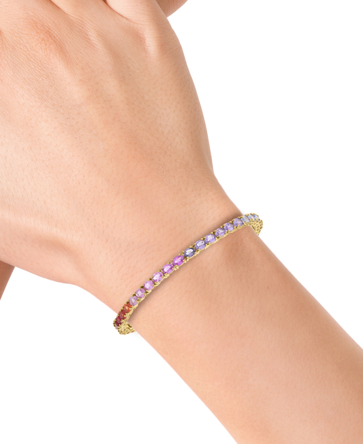 Effy Collection Effy Multi-sapphire Oval Tennis Bracelet (8-7/8 Ct. T.w.) In 14k Gold In Multi Gemstone