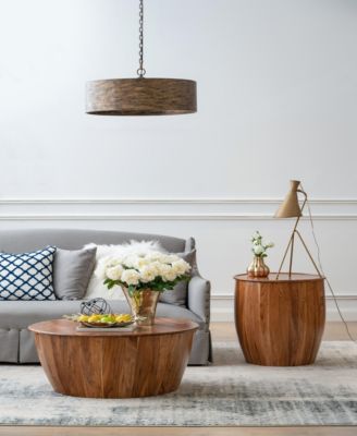 22x22x25" Drum Side Table With Tray Style Top