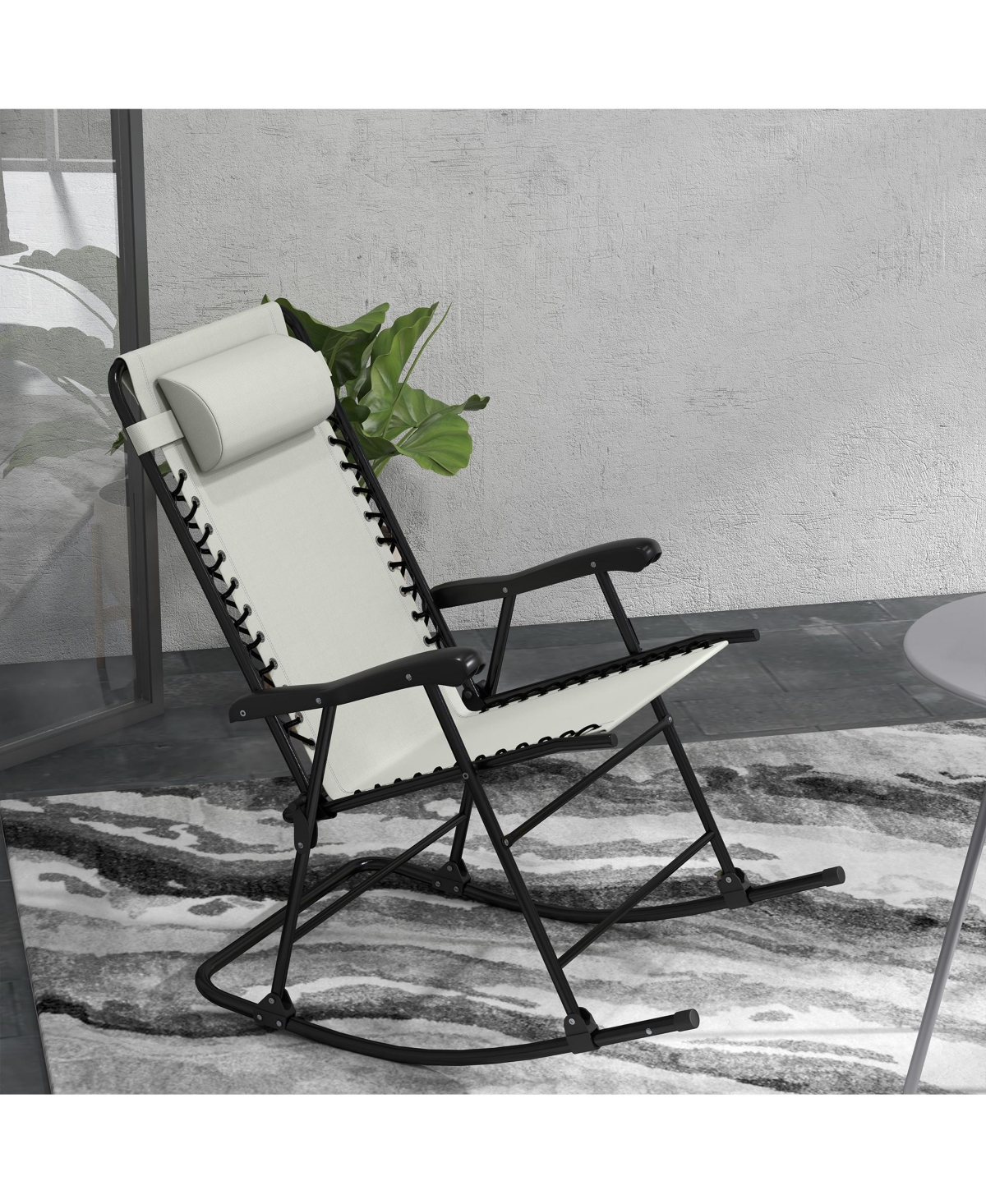 Streamdale Furniture 2 Piece Outdoor Rocking Chair Set, Patio Folding Lawn Rocker Set with Headrests for Yard, Patio, Deck, Backyard,- Cr