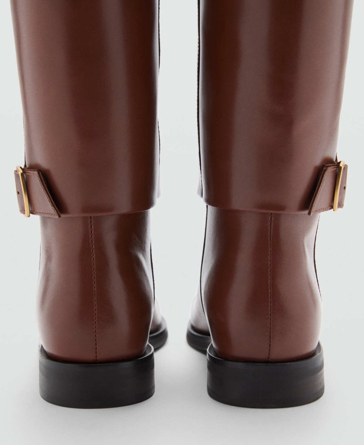 Mango Decorative Buckle Leather Boot Cognac In Cognac