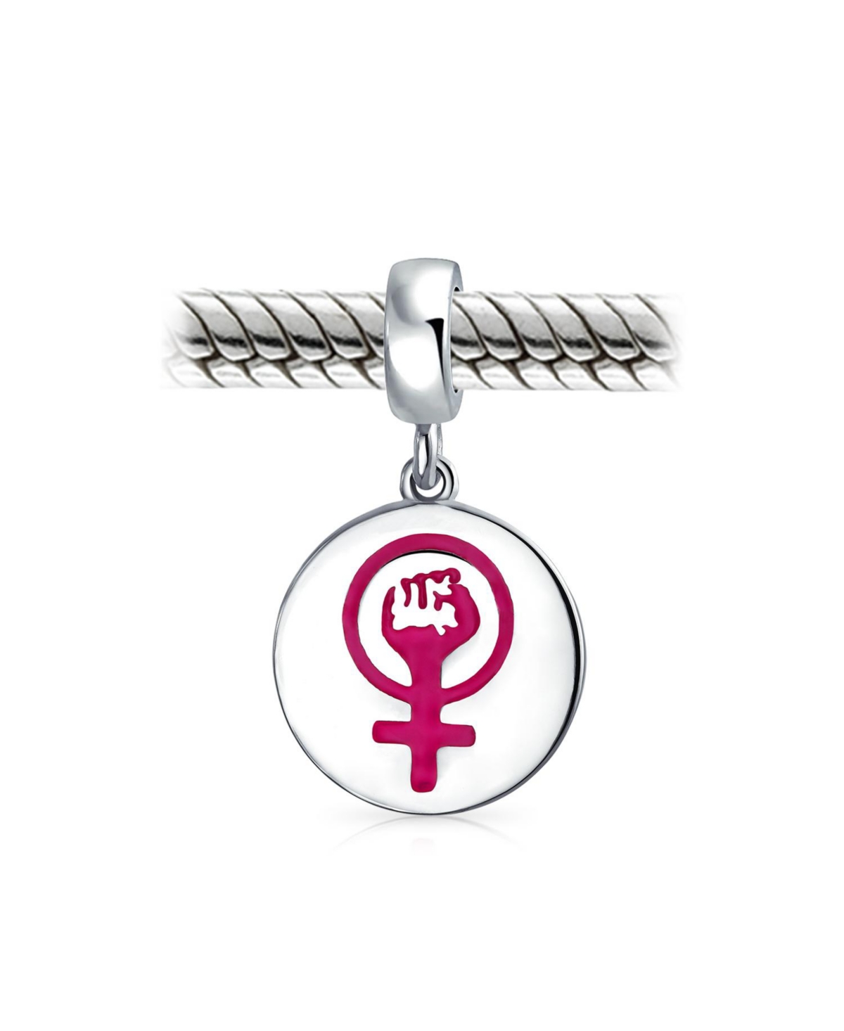 Bling Jewelry Inspirational # Me Too Women Rights Dangle Disc Bead Charm .925 Silver