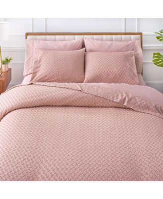 Premium Clipped Duvet Set Tufted Boho Double Brushed Chic Soft Textured Clipped Solid Microfiber 3-Piece Duvet Set