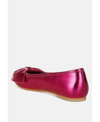 Womens Bromelia Metallic Pleather Bow Ballerinas