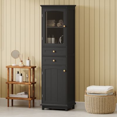 Streamdale 63" Bathroom Cabinet with Glass Doors and Shelves