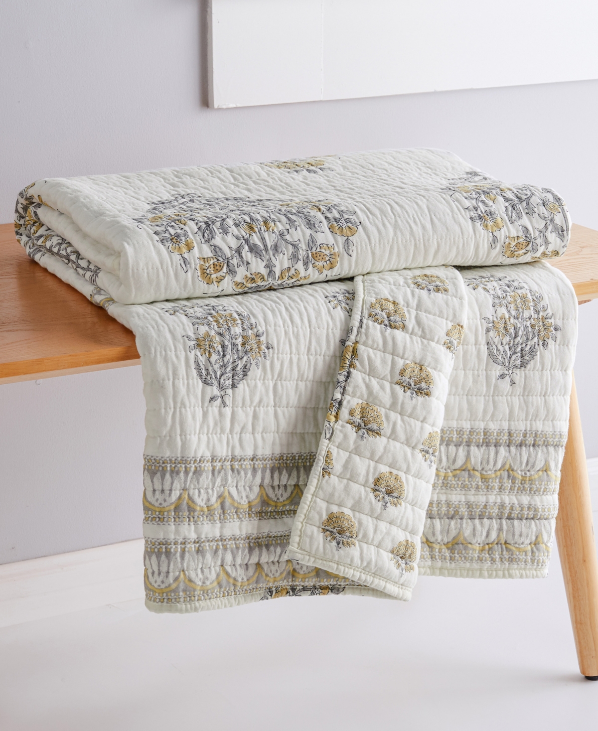 Levtex Kamira Reversible Quilted Throw, 50" X 60" In Yellow