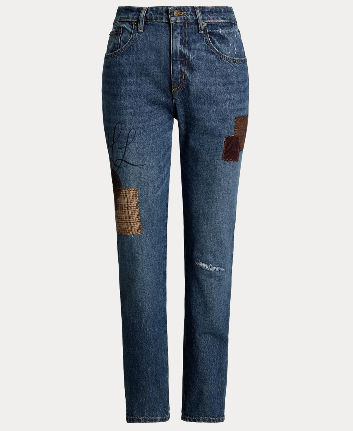 Lauren Ralph Lauren Women's Patchwork Boyfriend Tapered Ankle Jeans, Regular & Petite