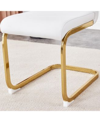 Simplie Fun Table and chair set, rock plate table top, gold metal table legs, stable and beautiful, suitable for most home styles. Modern simple dining table, comfortable seating