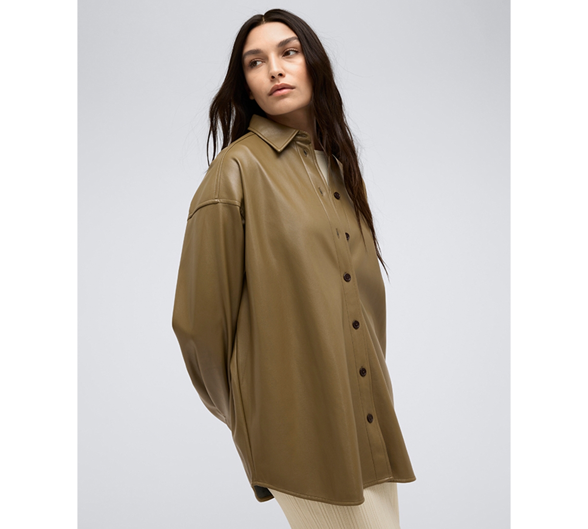 Kenneth Cole Women's Faux Leather Oversized Jacket