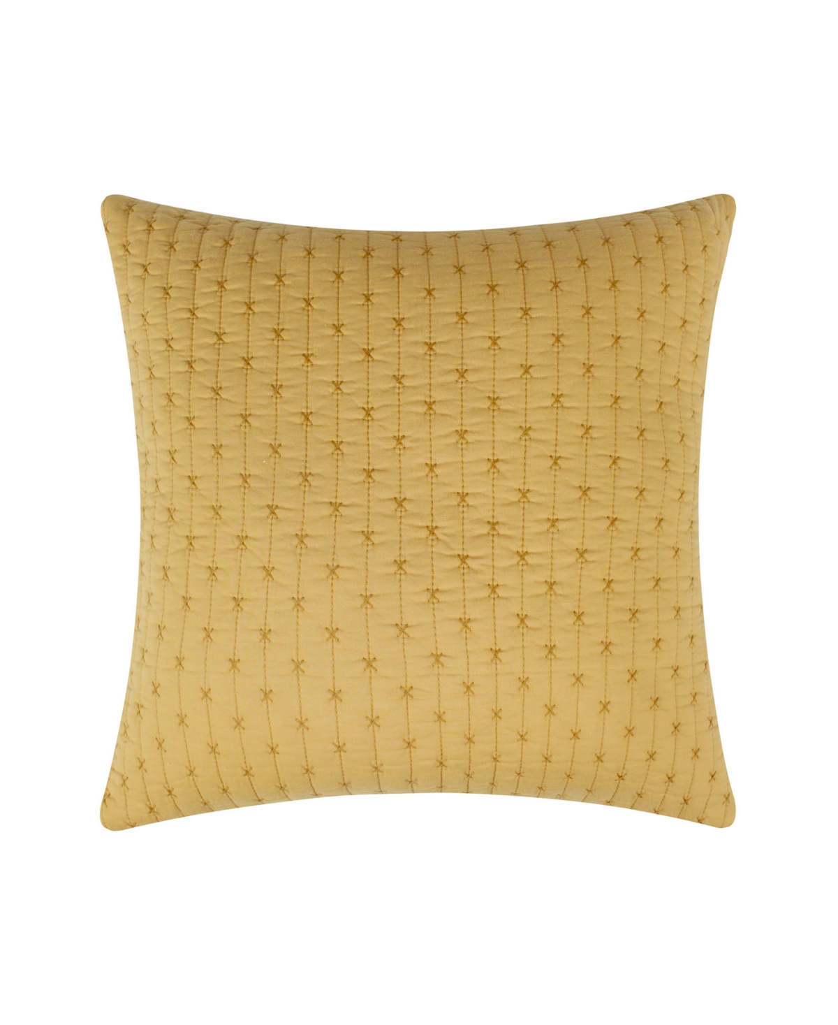 Levtex Cross Stitch Quilted Decorative Pillow, 18" X 18" In Ochre