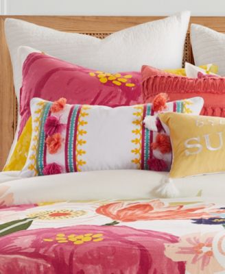 Grandiflora Embroidered Decorative Pillow, 12" x 24"