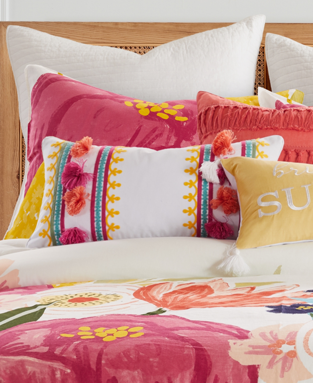 Levtex Grandiflora Embroidered Decorative Pillow, 12" X 24" In Multi Color