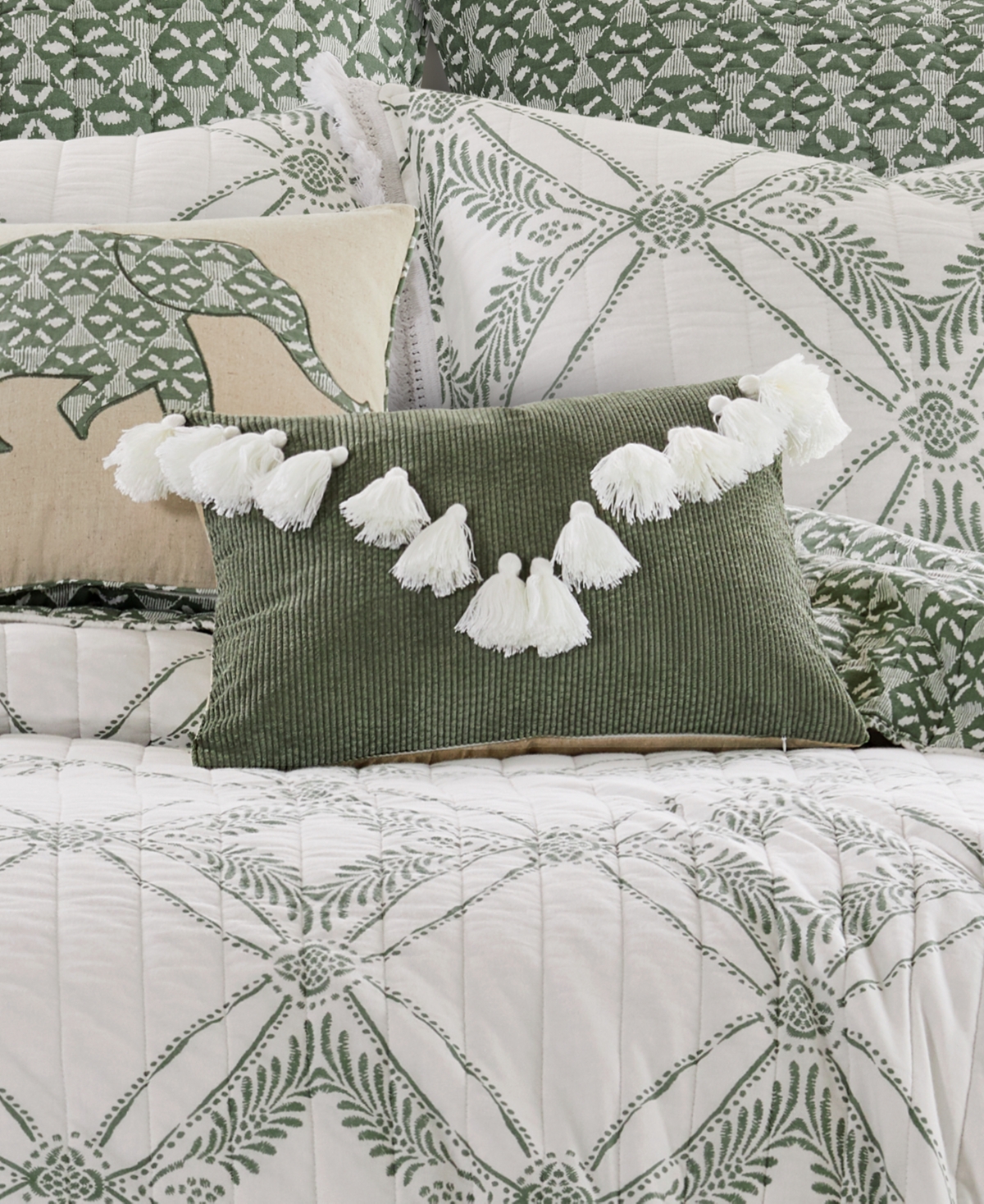 Levtex Kemala Tassel Decorative Pillow, 14" X 18" In Green